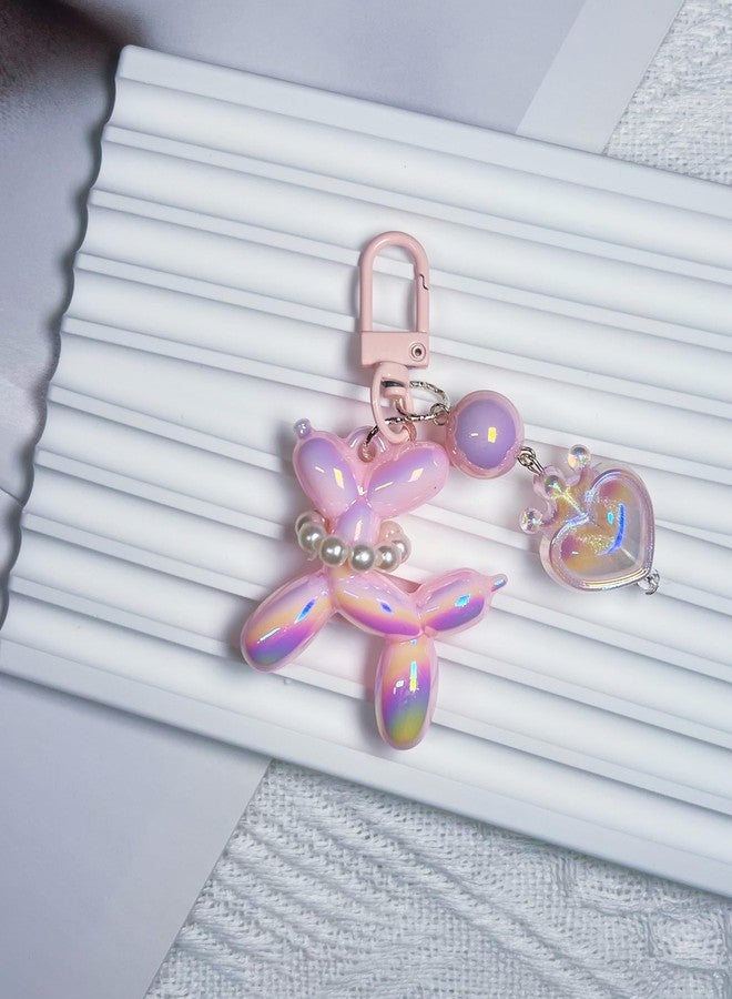 LAEKOU Cute Keychain for Women, Aesthetic Balloon Dog Bag Charms with Heart, Key Chain Accessories for Car Keys Purse Backpack - Image 4